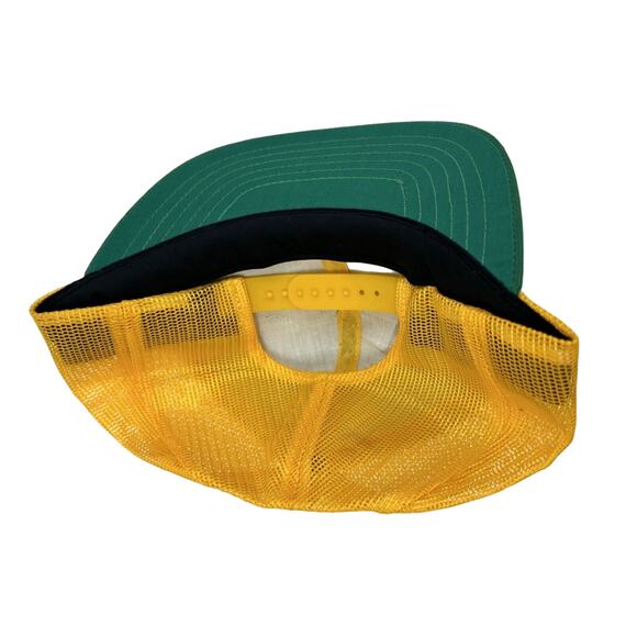 Vintage Acme Concrete Company Snapback Mesh Trucker Hat Yellow/Green 1990's - Picture 3 of 11